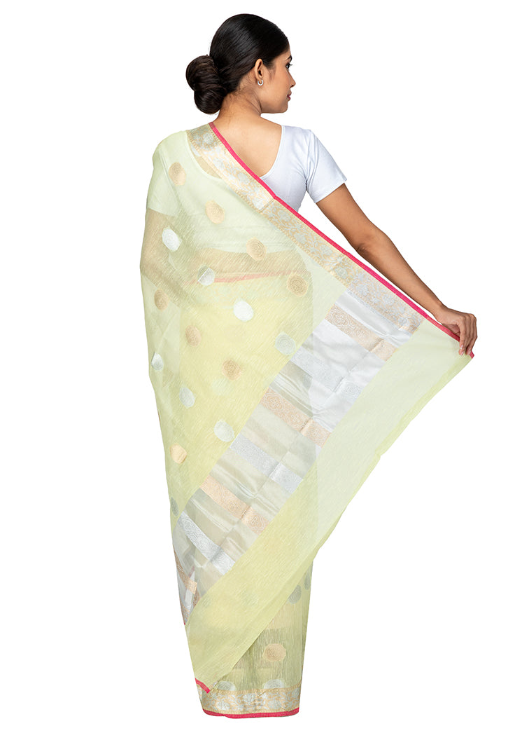 Kuberan Light Green Kora Cotton Saree