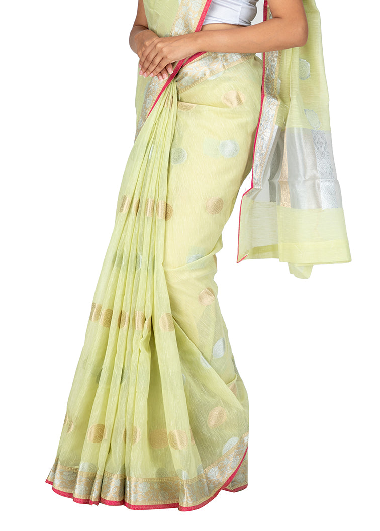 Kuberan Light Green Kora Cotton Saree