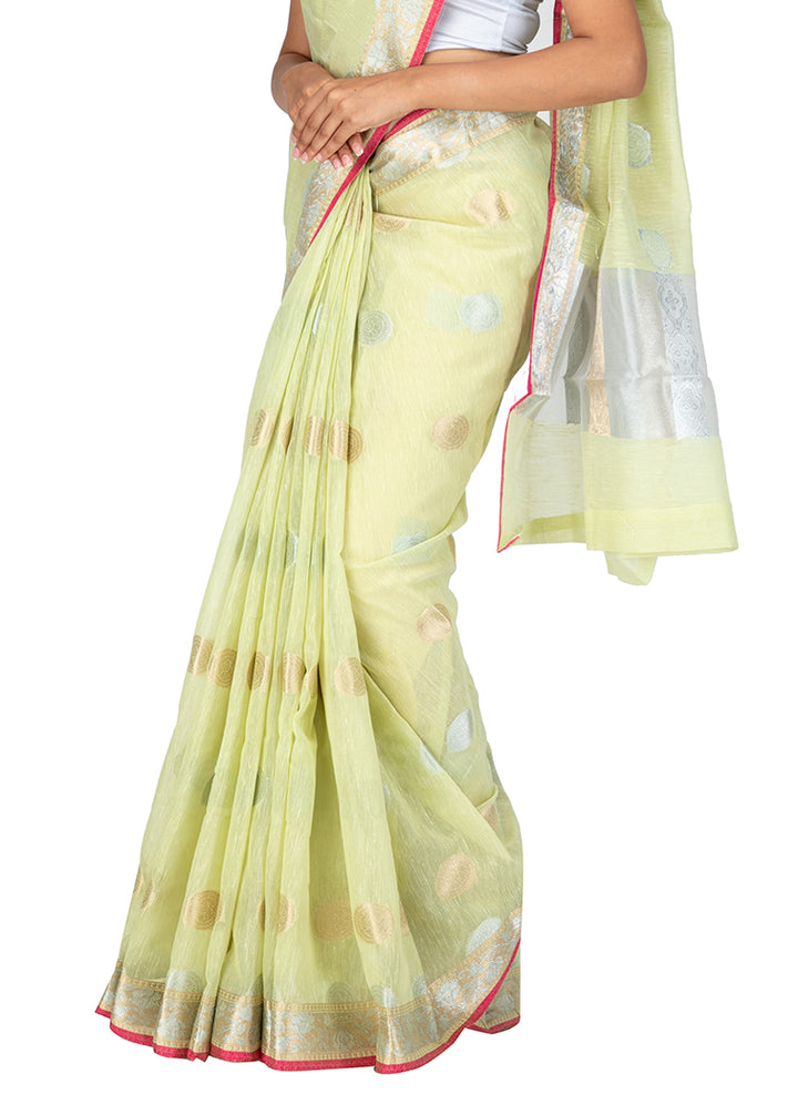 Kuberan Light Green Kora Cotton Saree