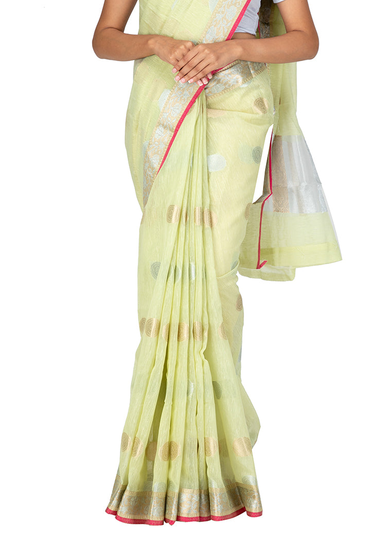Kuberan Light Green Kora Cotton Saree