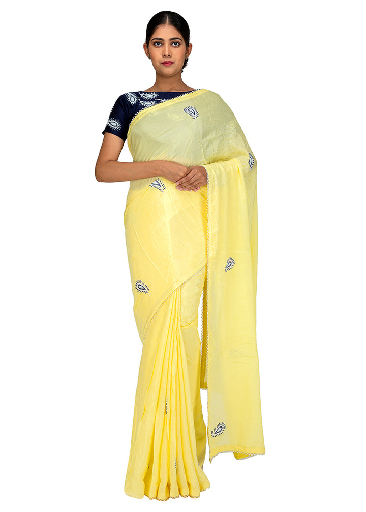 Kuberan Yellow Chiffon Saree