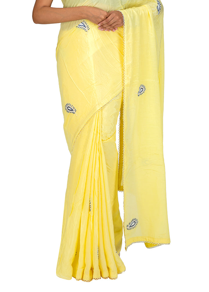 Kuberan Yellow Chiffon Saree