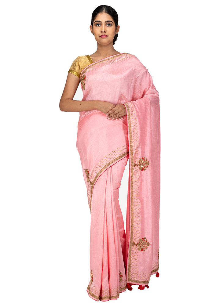 Kuberan Pink Chiffon Saree