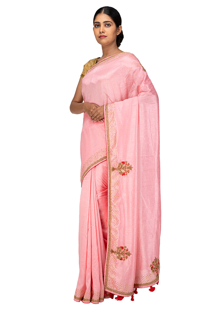 Kuberan Pink Chiffon Saree