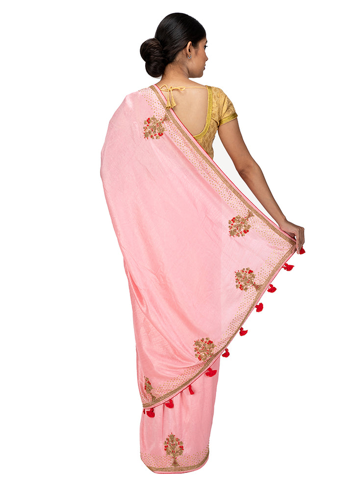 Kuberan Pink Chiffon Saree