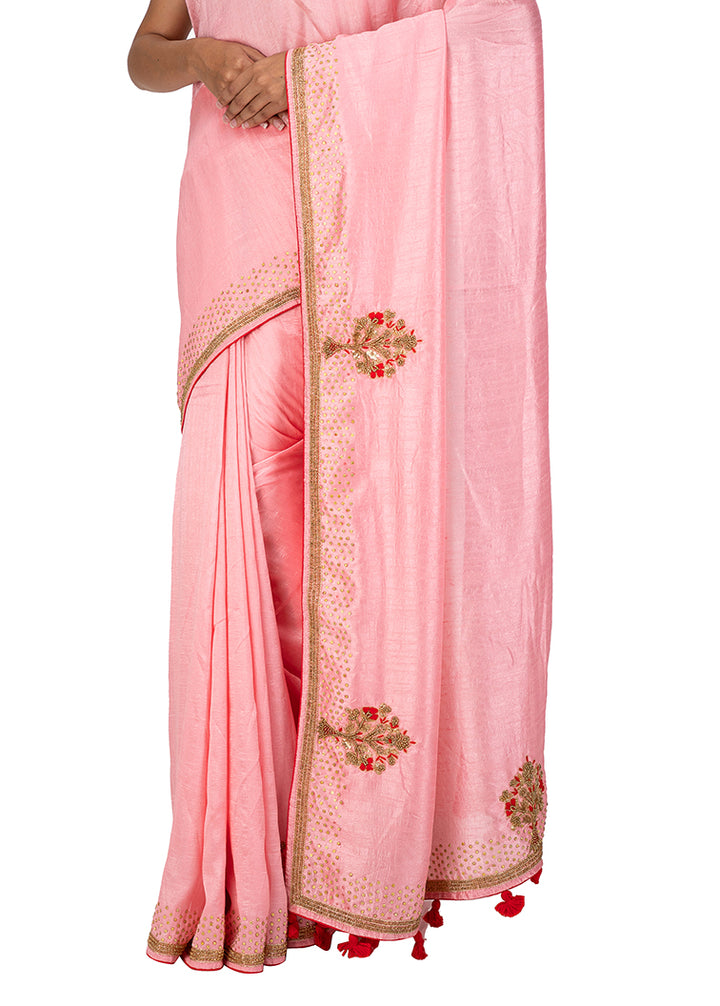 Kuberan Pink Chiffon Saree