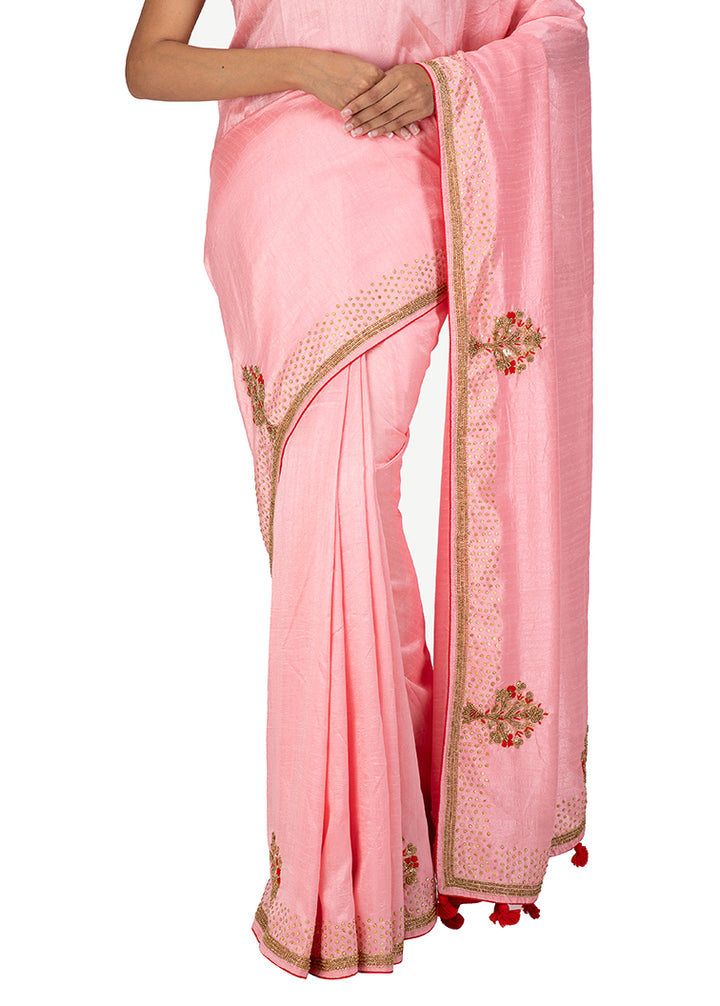 Kuberan Pink Chiffon Saree