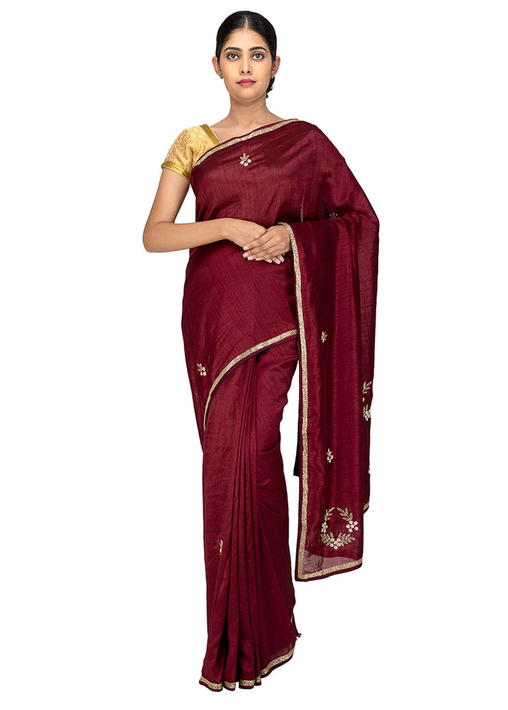 Kuberan Maroon Chiffon Saree