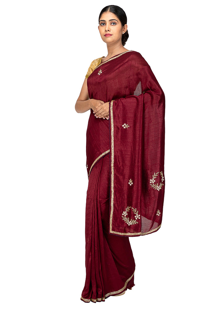 Kuberan Maroon Chiffon Saree