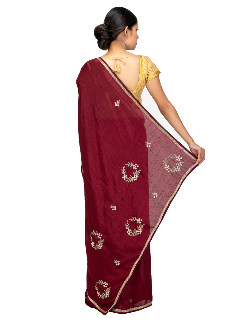 Kuberan Maroon Chiffon Saree