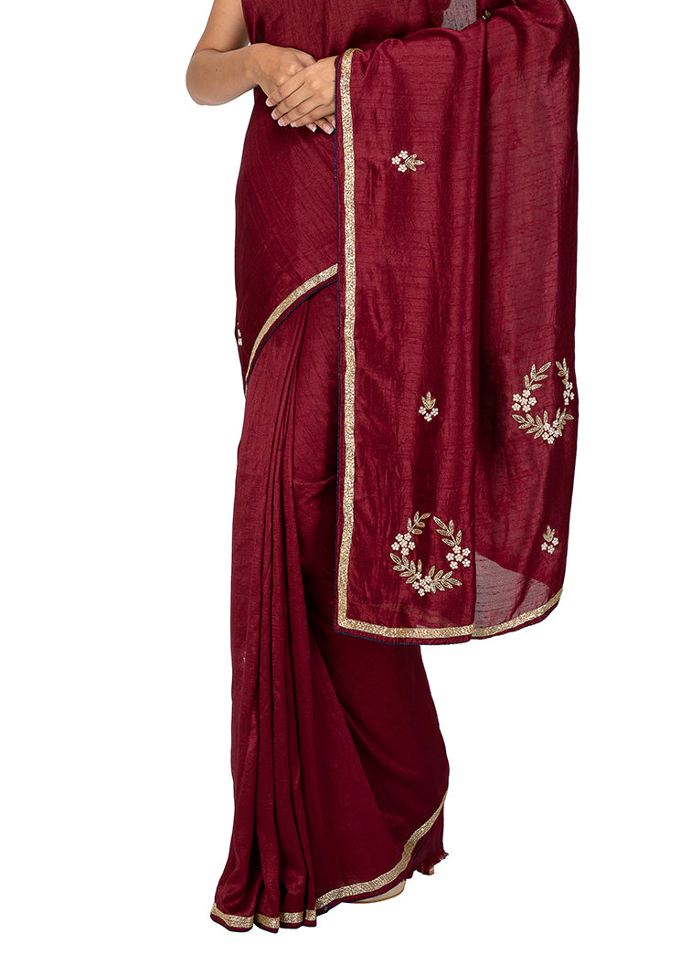 Kuberan Maroon Chiffon Saree