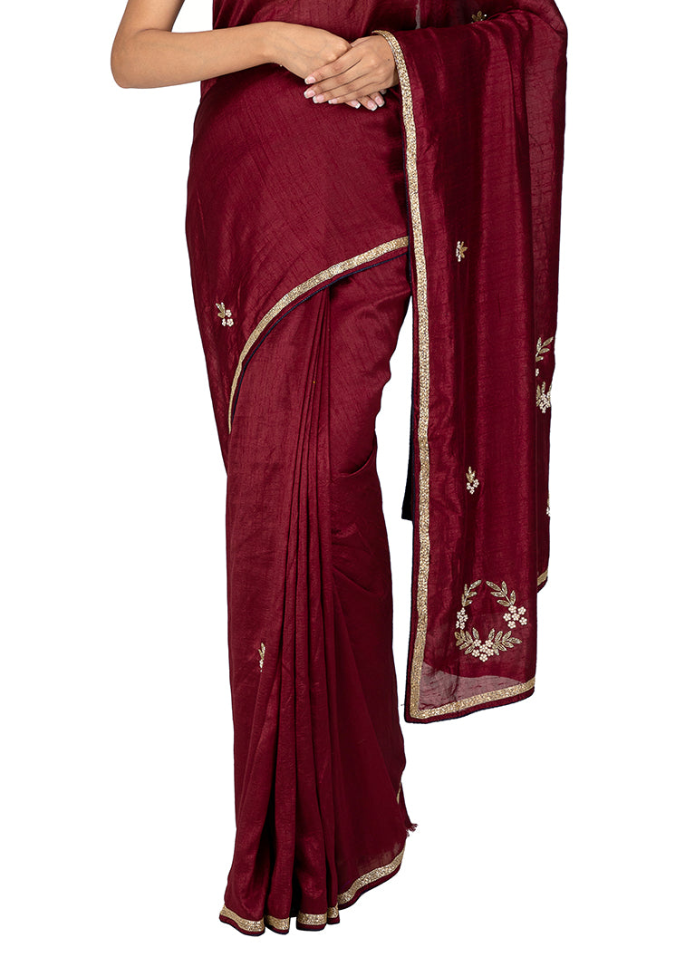 Kuberan Maroon Chiffon Saree