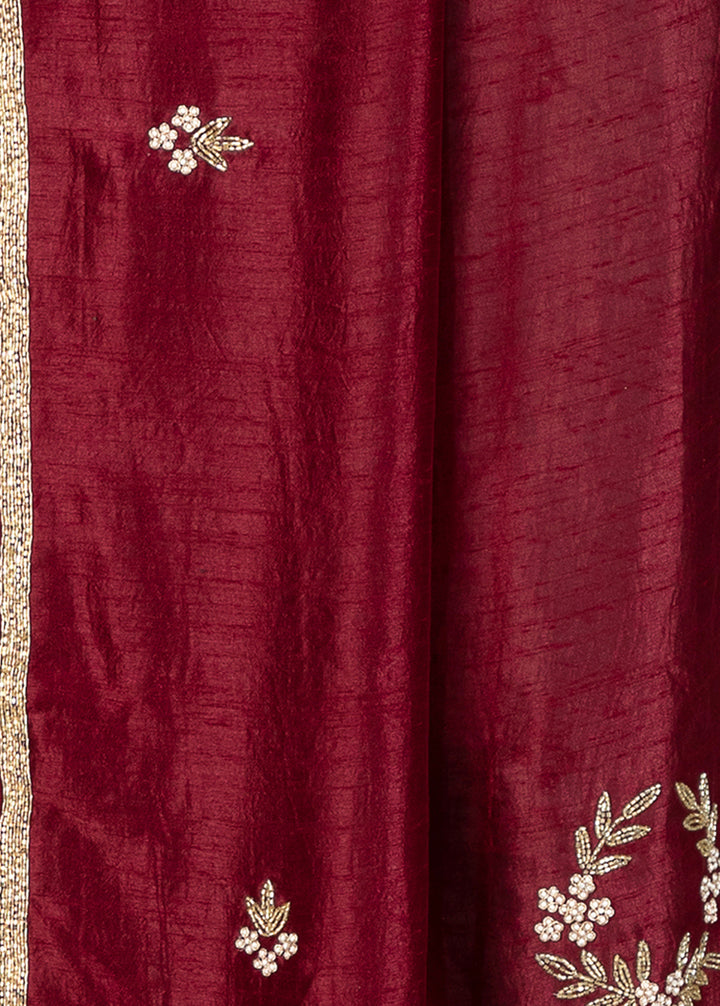 Kuberan Maroon Chiffon Saree