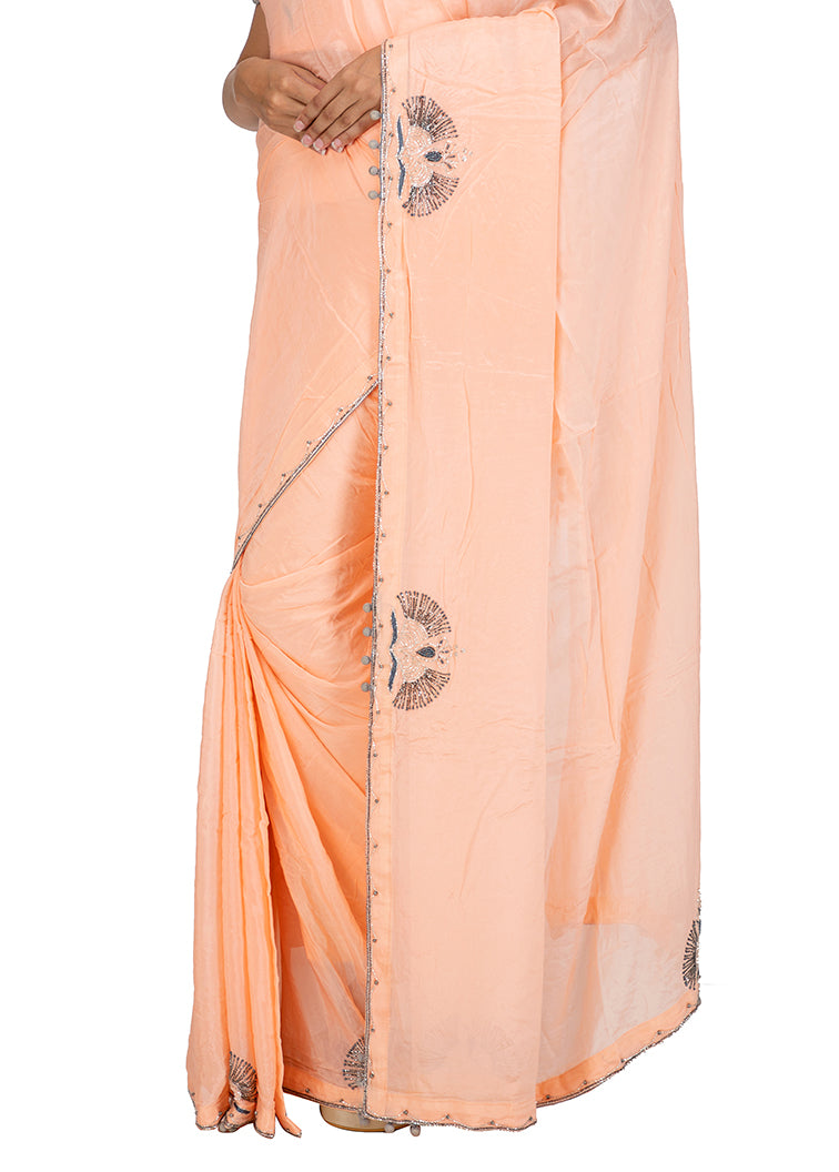 Kuberan Light Pink Chiffon Saree