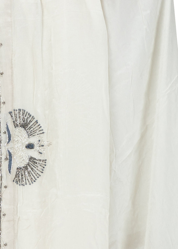 Kuberan Off White Chiffon Saree