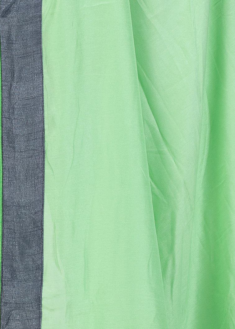 Kuberan Pista Green Chiffon Saree