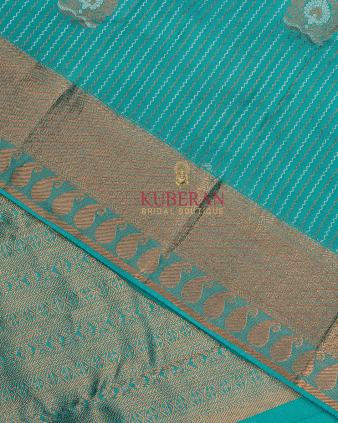 Kuberan Kanchivaram Sky Blue With Golden Border Silk Saree