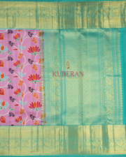 Kuberan Pink Kalamkari Prints Kanchipuram Silk Saree