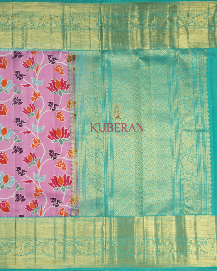 Kuberan Pink Kalamkari Prints Kanchipuram Silk Saree