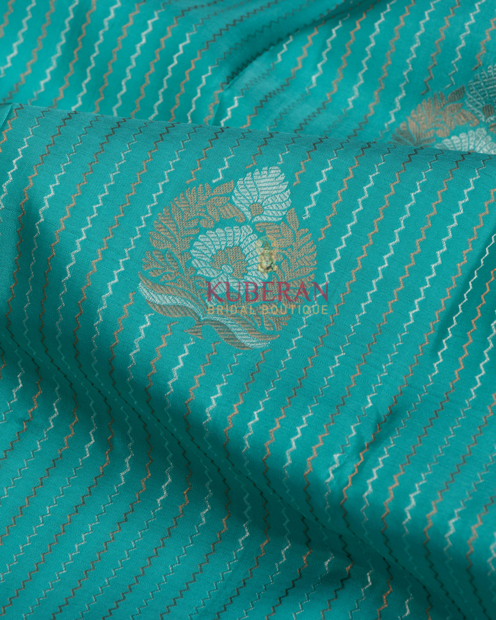 Kuberan Kanchivaram Sky Blue With Golden Border Silk Saree