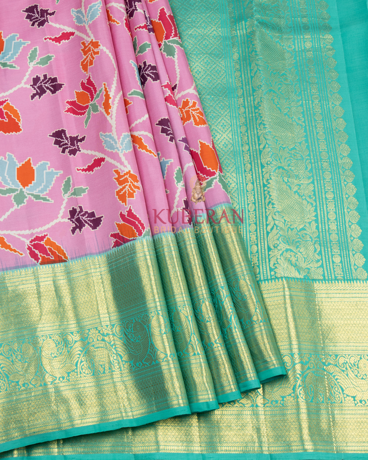 Kuberan Pink Kalamkari Prints Kanchipuram Silk Saree