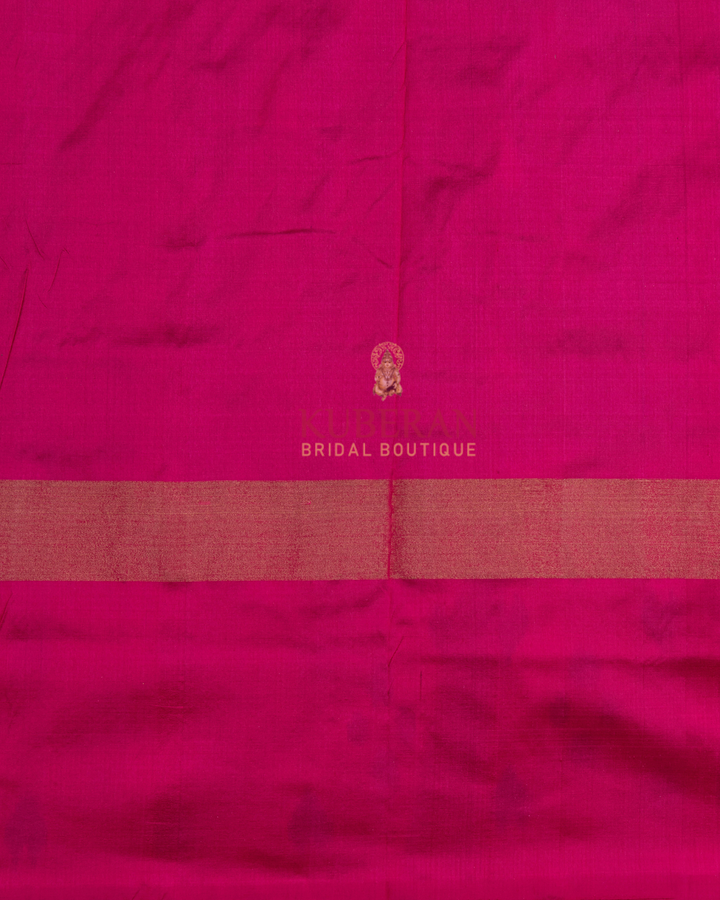 Kuberan Pochampally Grey With Pink Border Silk Sarees