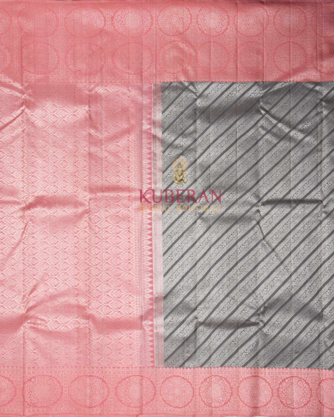 Kuberan Black With Pink Border Kanchivaram Silk Saree