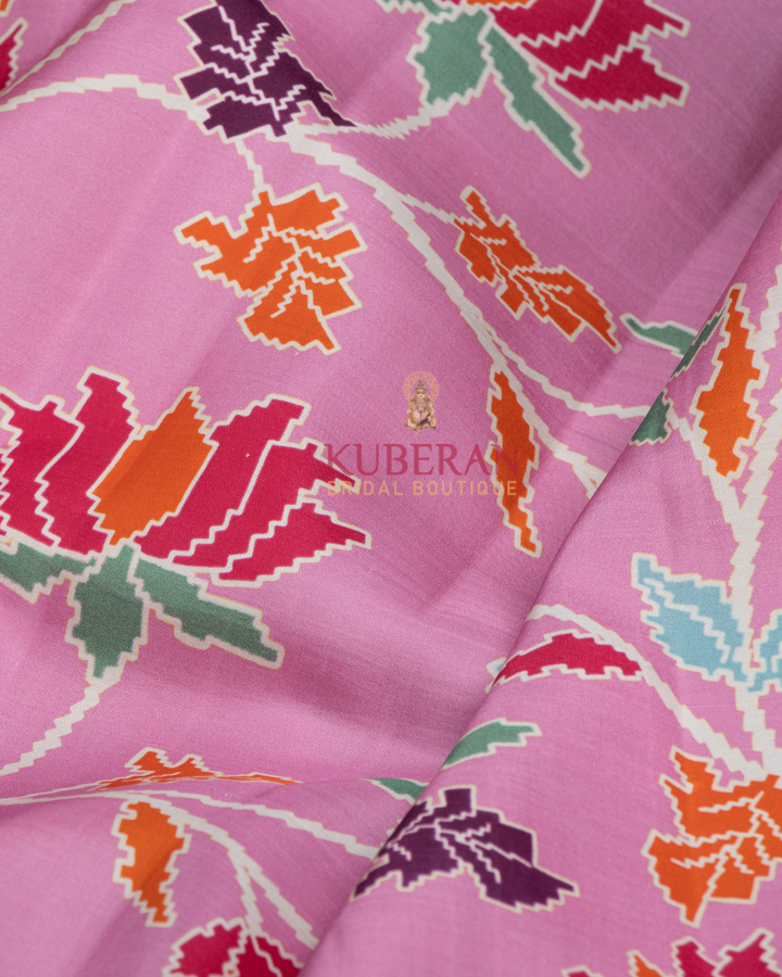 Kuberan Pink Kalamkari Prints Kanchipuram Silk Saree