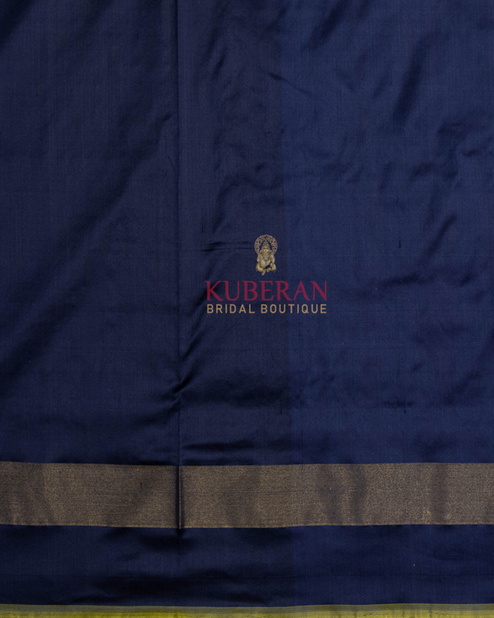 Kuberan Pochampally Yellow With Blue Border Silk Sarees