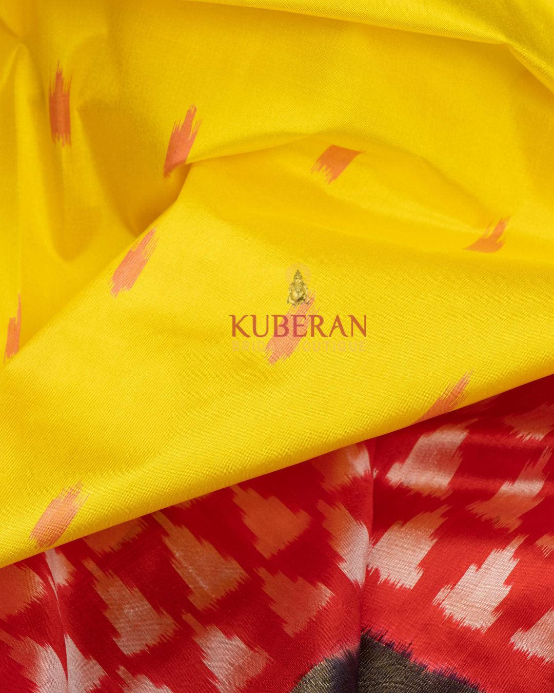 Kuberan Pochampally Yellow With Blue Border Silk Sarees
