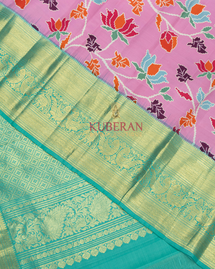 Kuberan Pink Kalamkari Prints Kanchipuram Silk Saree