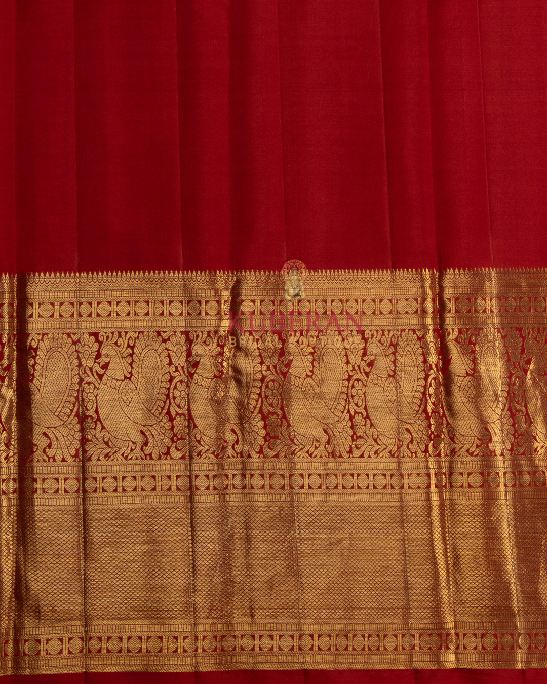 Kuberan Pochampally Ikat  Blue With Maroon Big Border Silk Sarees