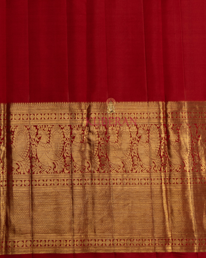 Kuberan Pochampally Ikat  Blue With Maroon Big Border Silk Sarees