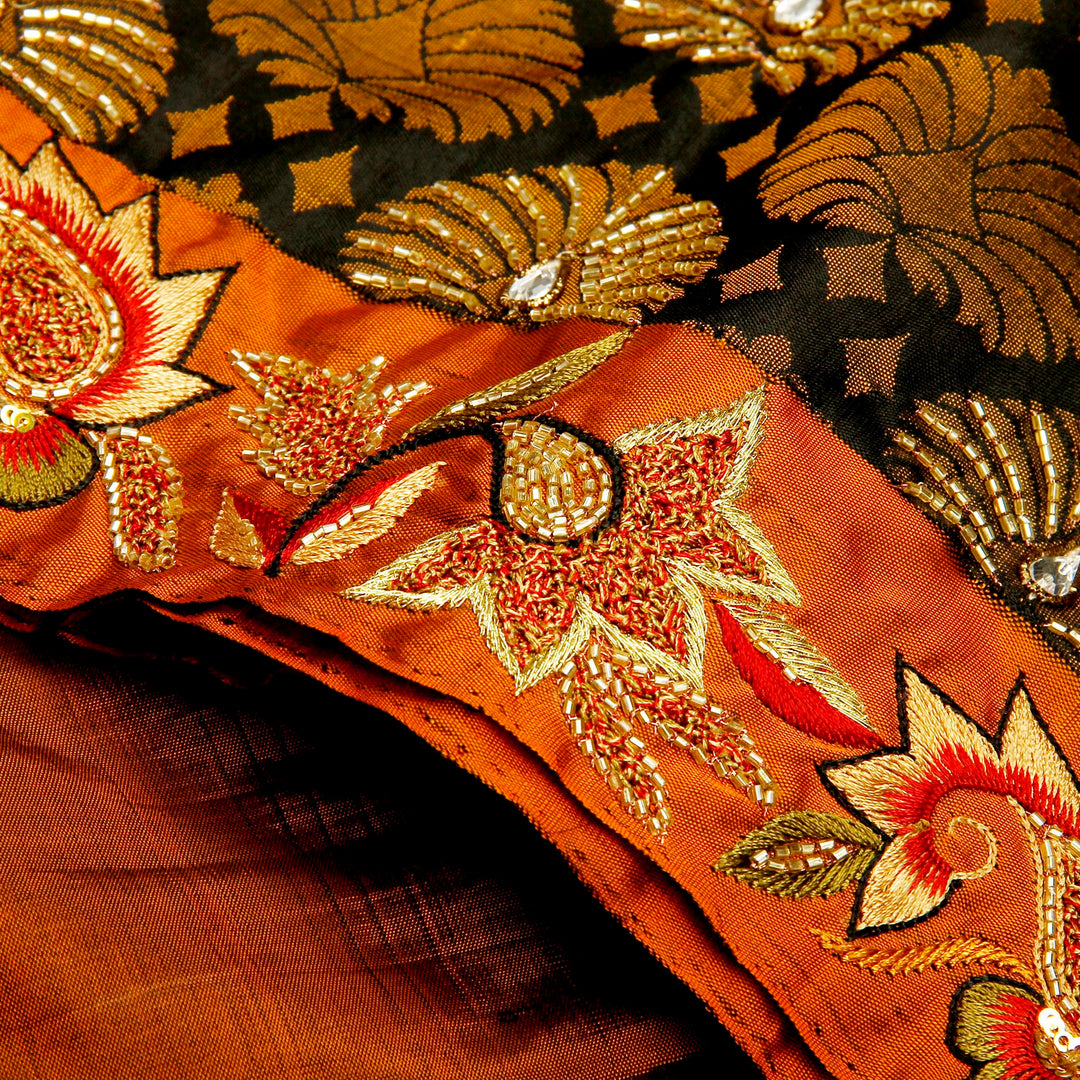 Kuberan Black and Beige Fancy Saree