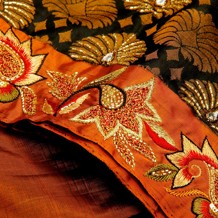 Kuberan Black and Beige Fancy Saree