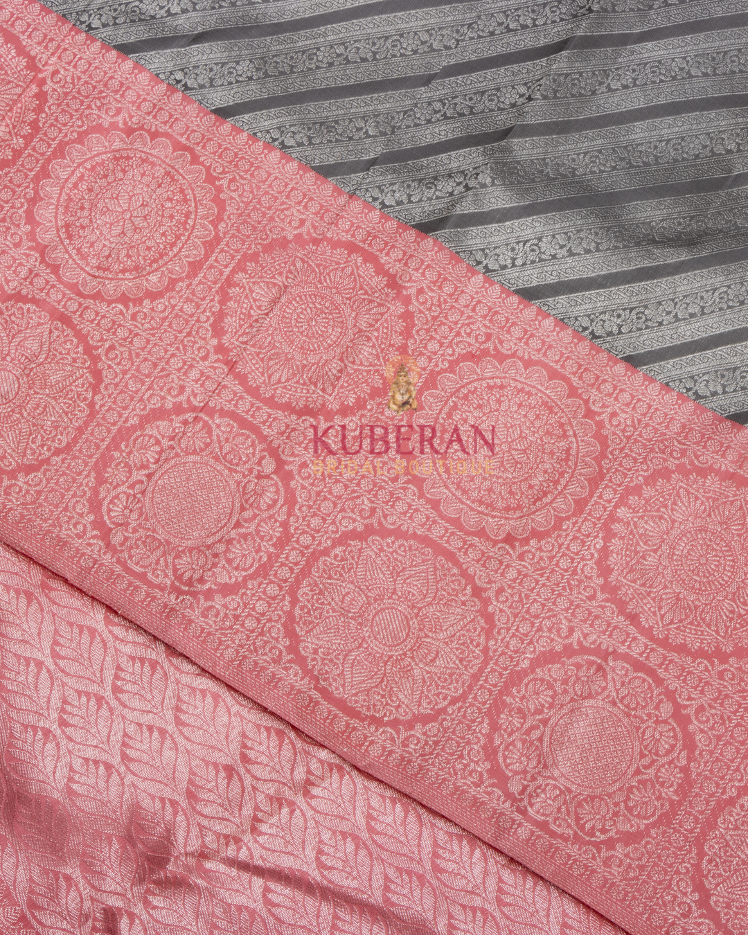 Kuberan Black With Pink Border Kanchivaram Silk Saree