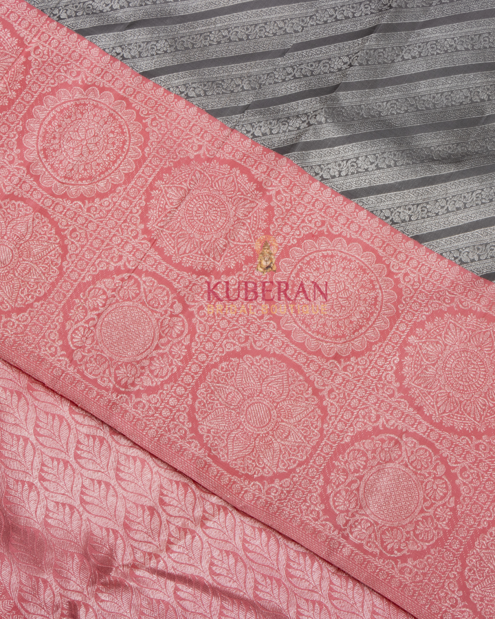 Kuberan Black With Pink Border Kanchivaram Silk Saree