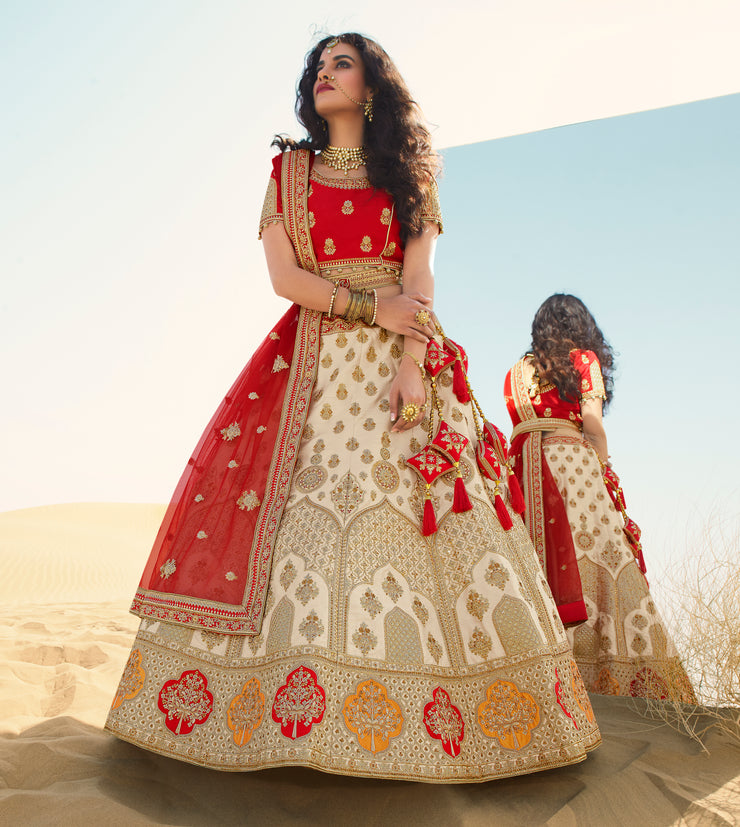 Nayra Enterprise Semi-Stitched Designer Velvet Bridal Lehenga, Red,White,  Soft Mono Net at Rs 6500 in Surat