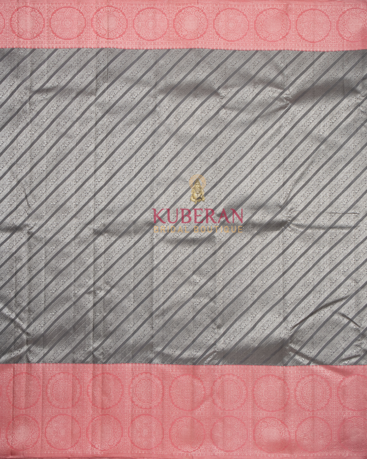 Kuberan Black With Pink Border Kanchivaram Silk Saree