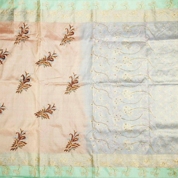 Kuberan Cream and Grey Fancy Saree