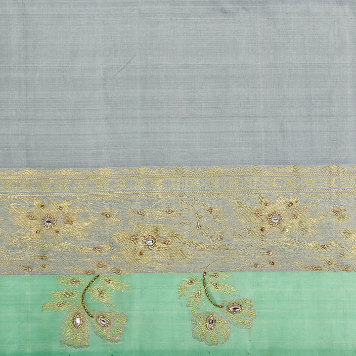 Kuberan Cream and Grey Fancy Saree