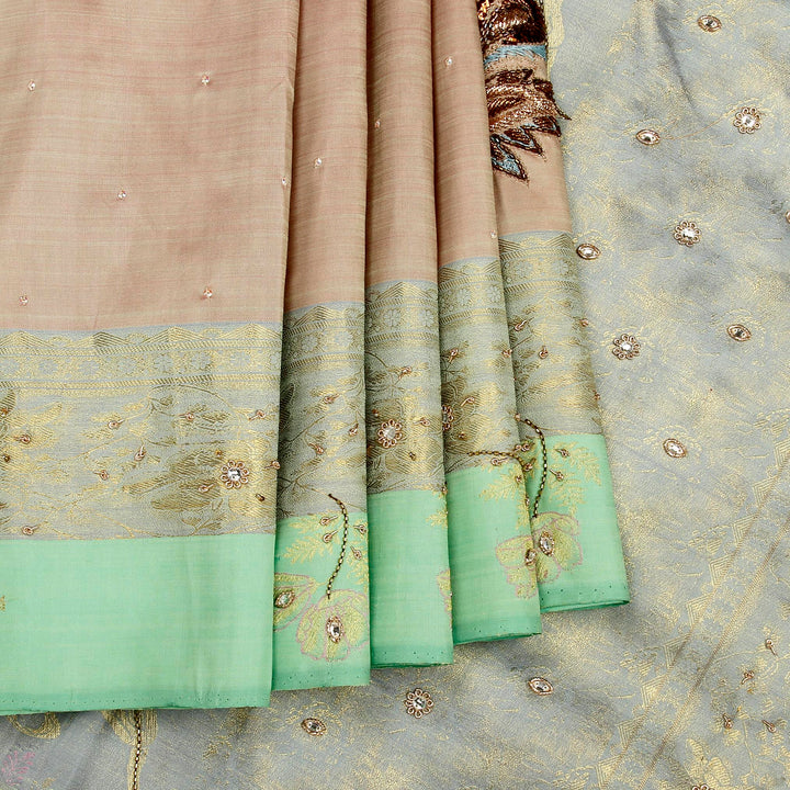 Kuberan Cream and Grey Fancy Saree