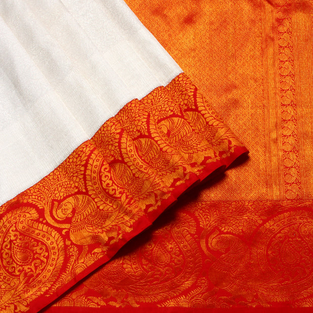 Kuberan White Red Kanchivaram Silk Saree
