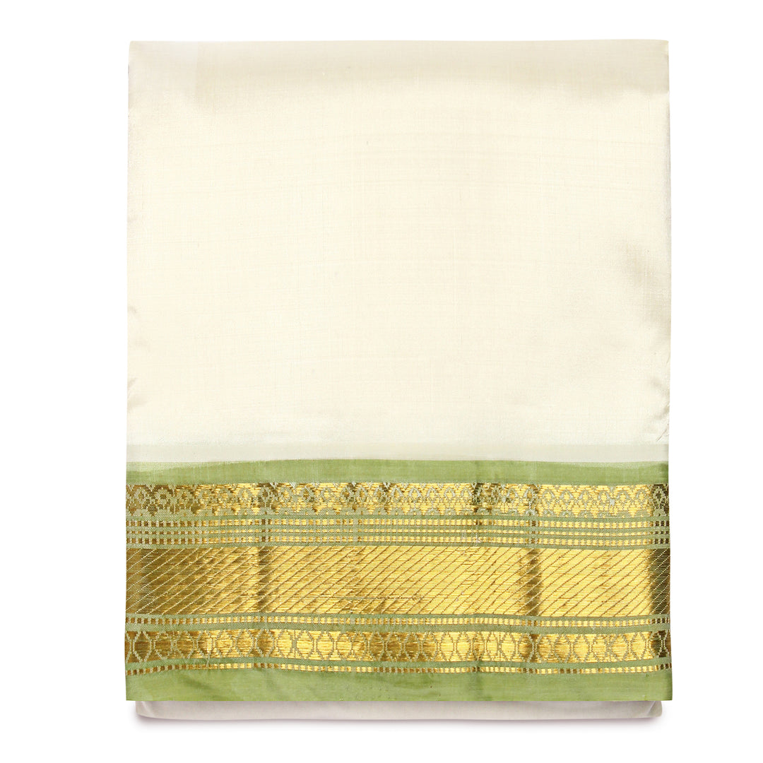 Kuberan Off White Pure Silk Dhoti