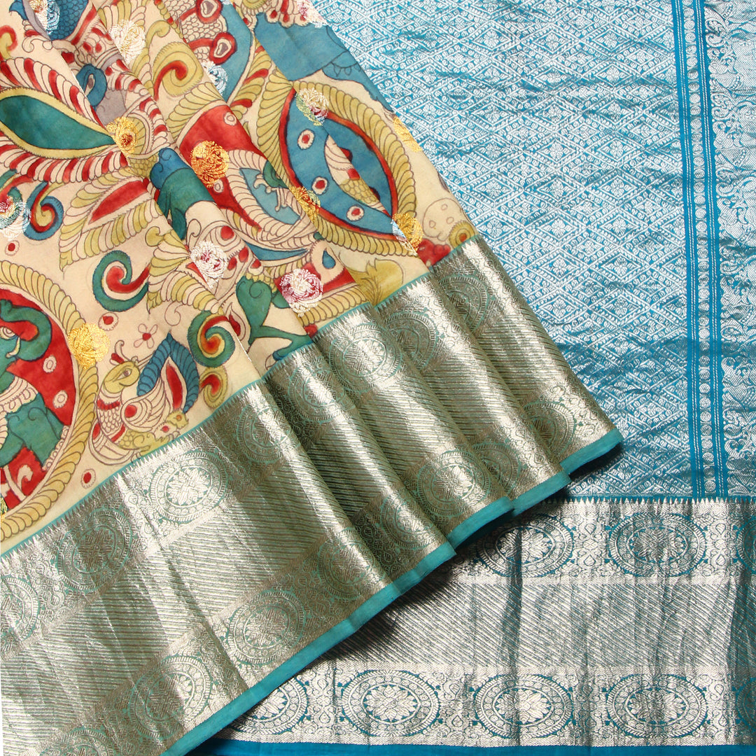 Kuberan Kalamkari Kanchipuram Silk Saree
