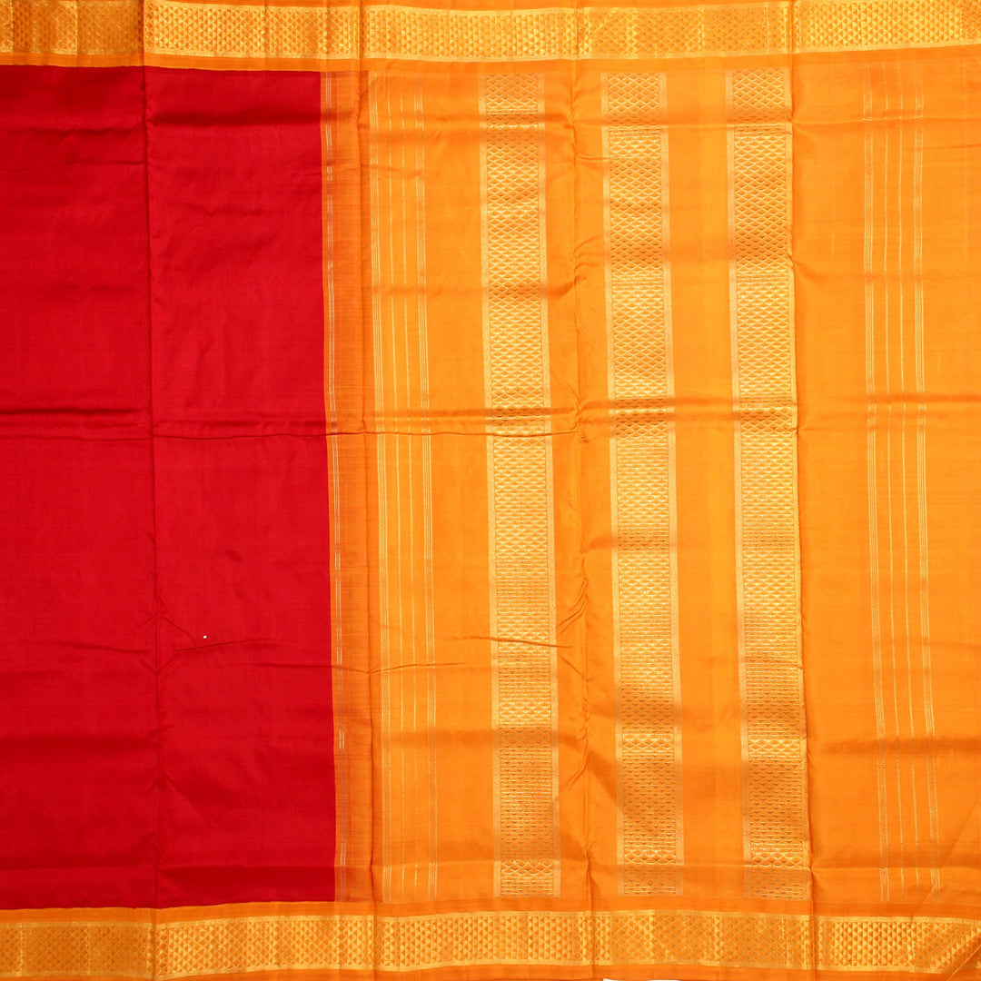 Kuberan Red Gold 9 Yards Silk Saree