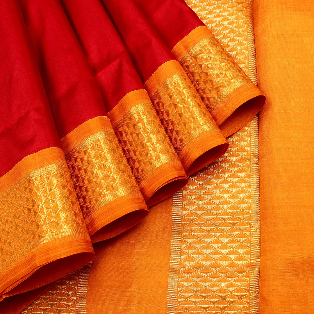 Kuberan Red Gold 9 Yards Silk Saree