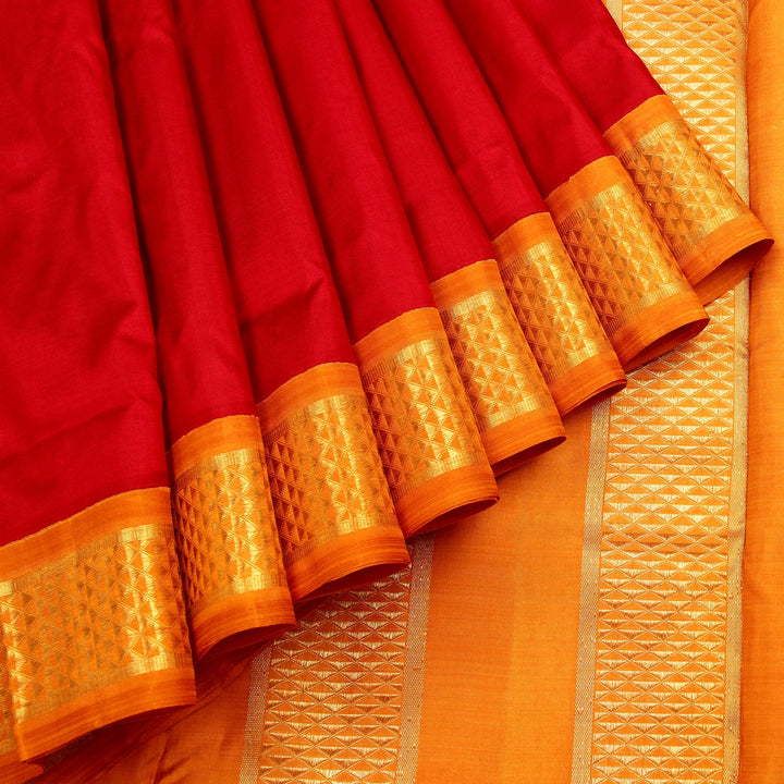 Kuberan Red Gold 9 Yards Silk Saree
