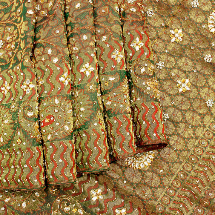 Kuberan Bottle Green Fancy Saree