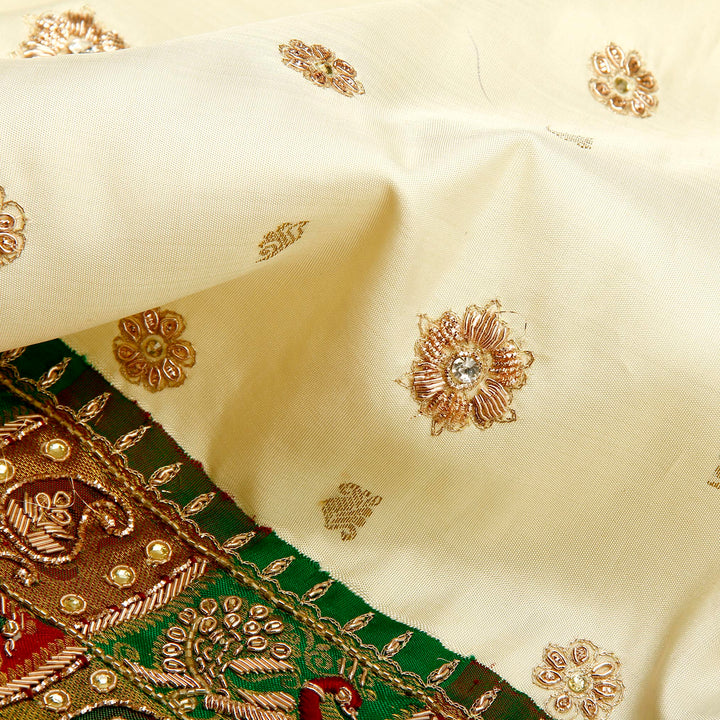 Kuberan White and Red Fancy Saree